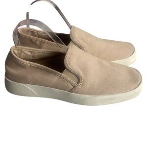 Lucky Brand Shoes Size 9.5 Gimmony Slip On Sneaker Flat Tan Neutral Canvas